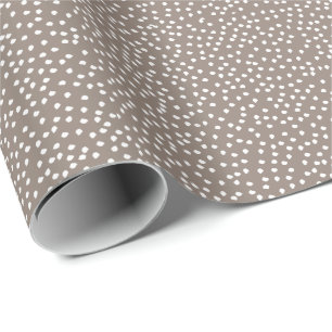 Minimal Polka Dot Wrapping Papier Taupe und Weiß Geschenkpapier