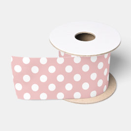 Minimal Polka Dots Muster Rosa und Weiß Satinband