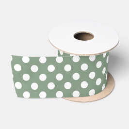 Minimal Polka Dots Muster Seite Grün und Weiß Satinband