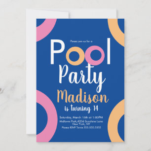 Minimal Pool Party Geburtstag Einladung