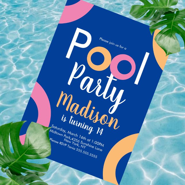 Minimal Pool Party Geburtstag Einladung (Von Creator hochgeladen)