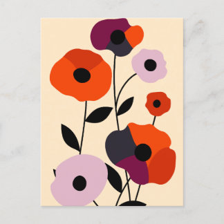 Minimal Poppy Bloom Feiertagspostkarte