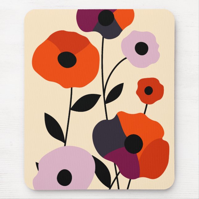 Minimal Poppy Bloom Mousepad (Vorne)