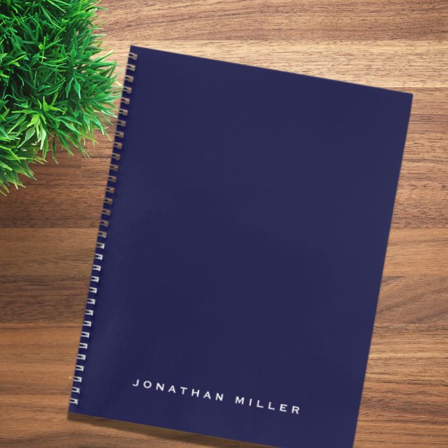 Minimal Professional Monogram Navy Blue Notizbuch (Von Creator hochgeladen)