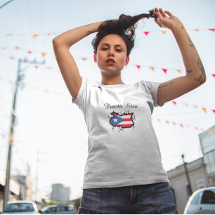 Minimal Puerto Rico Karte Nationalflagge Tri-Blend Shirt