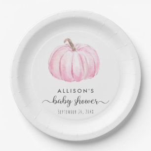 Minimal Pumpkin Watercolor Kindermädchendusche Pappteller