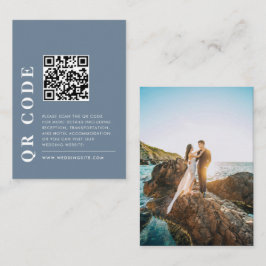 Minimal QR Code Dusty Blue Wedding Details Foto Begleitkarte