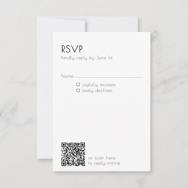 Minimal QR Code Mailing Wedding Details Modern  RSVP Karte (Vorderseite)