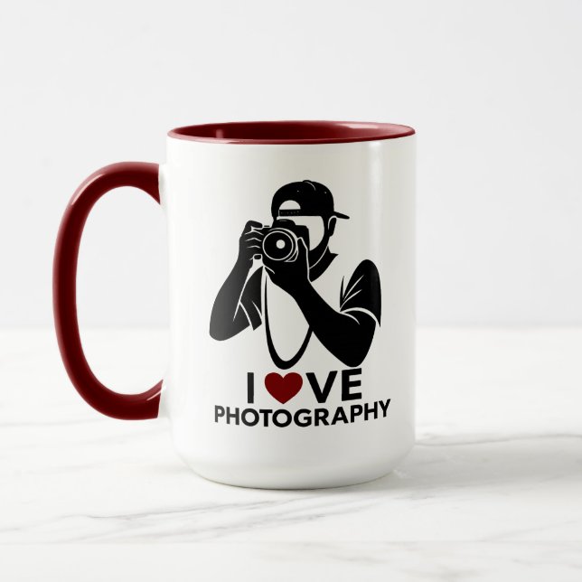 Minimal Red Heart Love Design Combo Coffee Mug (Gauche)