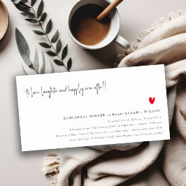 Minimal Red Heart Script Probe Dinner einladen Dankeskarte