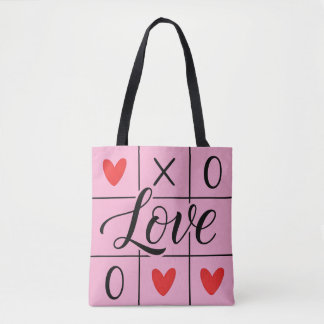 Minimal Red Hearts Love Tote Bag Tasche