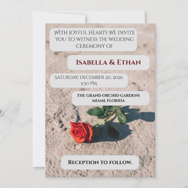 Minimal Red Rose Wedding Invitation (Devant)
