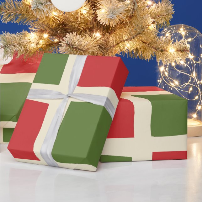 Minimal Retro Moderner Weihnachtsmann Karo Grosses Geschenkpapier (Feiertage)