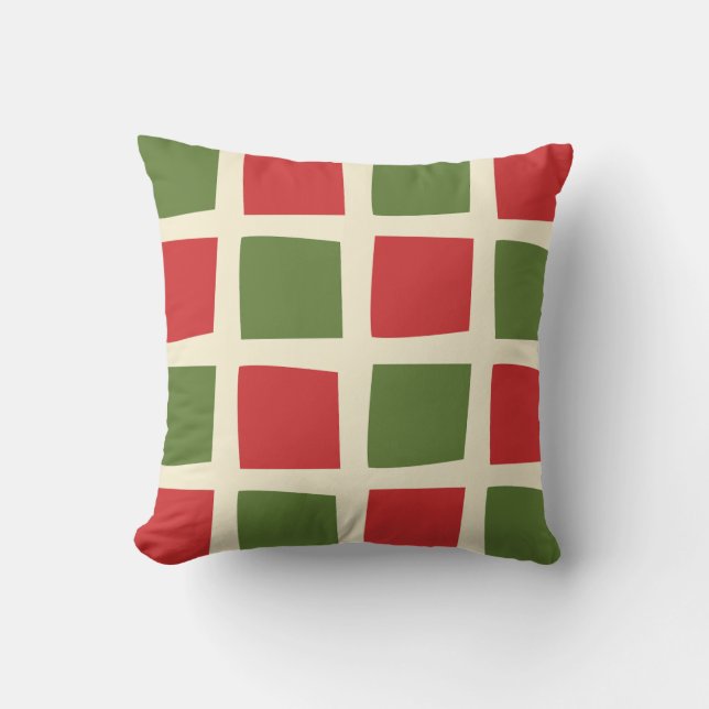 Minimal Retro Moderner Weihnachtsmann Karo Grosses Kissen (Vorderseite)