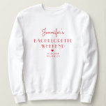 Minimal Retro Rot & Rosa Personalisiert Bacheloret Sweatshirt<br><div class="desc">Minimal Retro Rot & Rosa Personalisiert Bachelorette Sweatshirt</div>