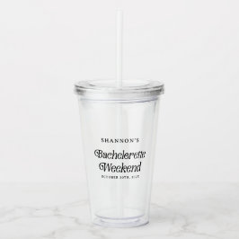 Minimal Retro Schwarz und Weiß Bachelorette Wochen Acryltrinkbecher