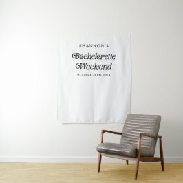 Minimal Retro Schwarz und Weiß Bachelorette Wochen Wandteppich