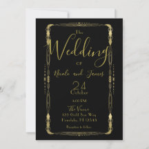 Minimal Retro Vintager Black & Gold Deko Hochzeit 