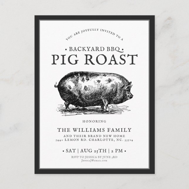 Minimal Roastgeflügel GRILLEN Party individuelle E Postkarte (Vorderseite)