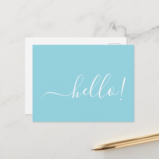 Minimal Robin Egg Blue Hallo Postcard für Hinweise Postkarte (Vorderseite/Rückseite Beispiel)