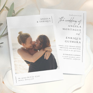 Minimal romantische Elegante Typografie Foto Hochz Einladung