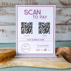 Minimal rosa 2 QR Codes Business Scan zu zahlen Poster