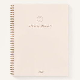 Minimal rosa Elegante Blume Logo und Skriptname Notizbuch