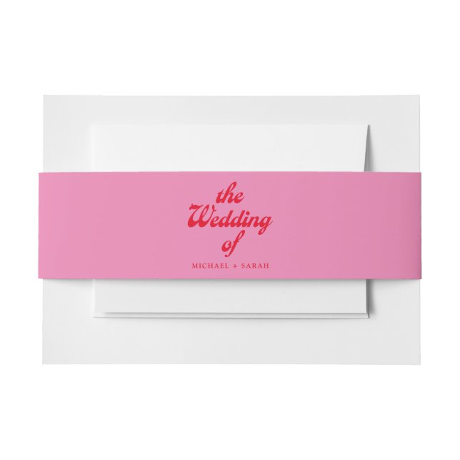 Minimal rosa Retro Hochzeit Einladungsbanderole (Vorderseite Beispiel)