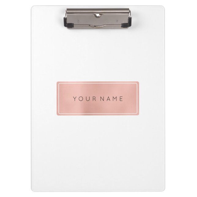 Minimal rosa Rose Gold Metallic Rectangle Klemmbrett (Vorderseite)