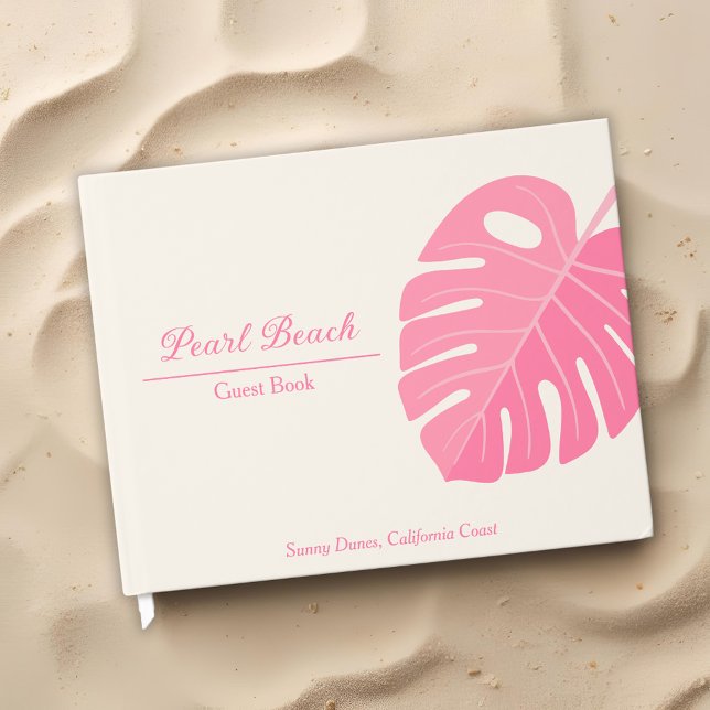 Minimal rosa Tropical Beach Urlaub Vermietung Gästebuch (Von Creator hochgeladen)