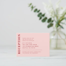 Minimal rosa und rot Moderne Hochzeitsempfehlung Begleitkarte