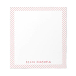 Minimal rosa und weiß gestreifte Rahmen elegant Notizblock