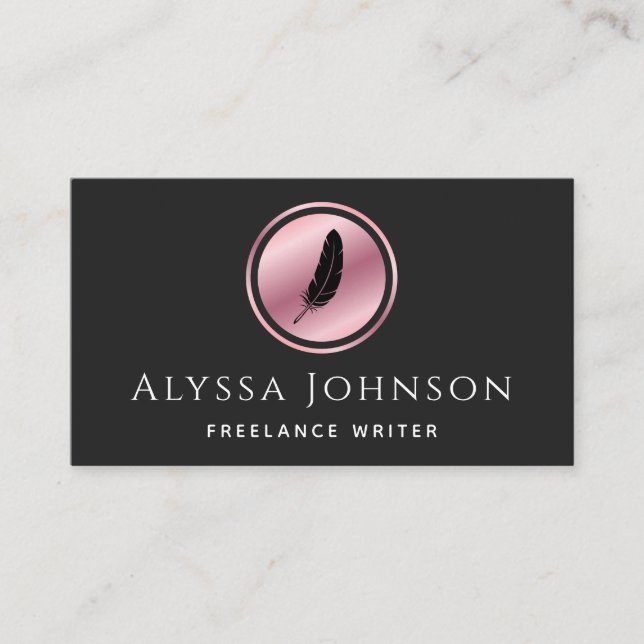 Minimal-Rose-Gold-Logo für den Copywriter, Freelan Visitenkarte (Vorderseite)