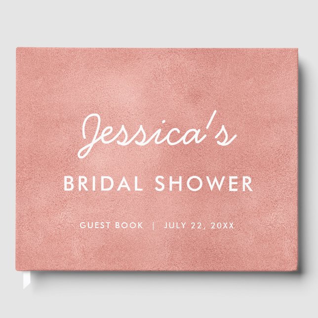 Minimal Rose Gold Modern Bridal Showe Livre d'invi (Recto)