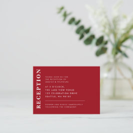 Minimal rot/weiß Moderne Hochzeitsempfehlung Begleitkarte