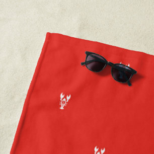 Minimal rotes und weißes Langustenmuster personali Strandtuch