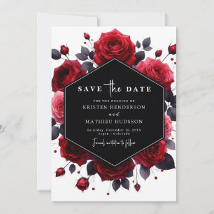 Minimal Rustic Crimson Red Wedding Save The Date