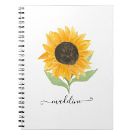 Minimal Rustic Sunflower Personalized Name Script Notizblock