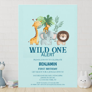 Minimal Safari Wild One Birthday  Einladung