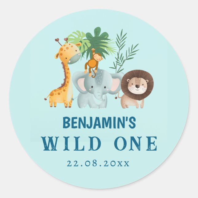 Minimal Safari Wild One  Runder Aufkleber (Vorderseite)