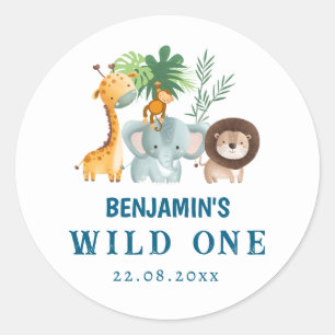 Minimal Safari Wild One Runder Aufkleber
