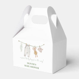 Minimal Sage Green Boho Boy Kleidung Baby Dusche Geschenkschachtel