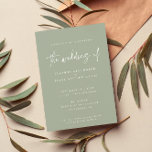 Minimal Sage Green Handwritten Script Wedding Einladung<br><div class="desc">Modern and Minimal Sage Green semi-customizable Wedding invitation with "the wedding of" in contemporary handwritten calligraphy script and a darker matching shade of sage green on the back - all colors can be changed using the design tool. Additional matching wedding stationery is available in my shop, just browse the collection...</div>