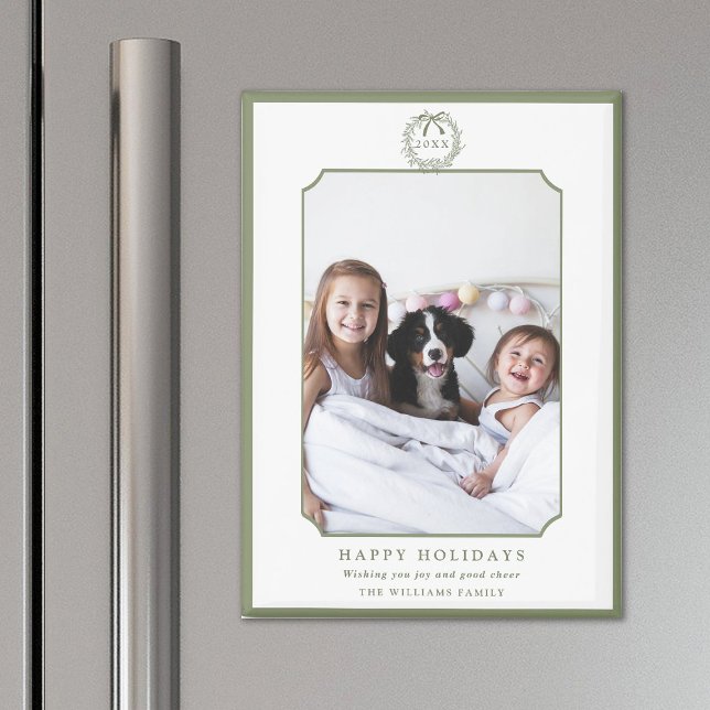 Minimal Sage Green Happy Holidays Foto Magnet (Von Creator hochgeladen)