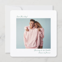 minimal sage green Insta Film Photo Wedding  Save The Date