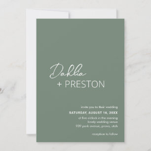 Minimal Sage Green QR Code Moderne Hochzeit Einladung