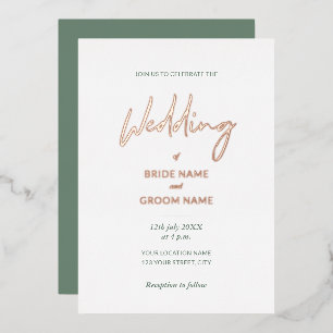 Minimal Sage Green Script Wedding  Folieneinladung