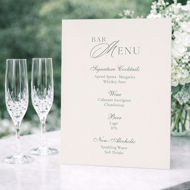Minimal Sage Green Wedding Bar Menu Sign Einladung (Von Creator hochgeladen)