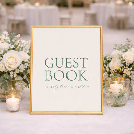Minimal Sage Green Wedding Guest Book Sign Poster
