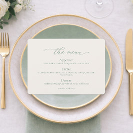 Minimal Sage Green Wedding Menu Card Einladung